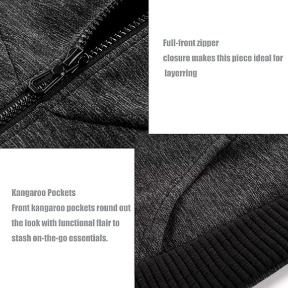 Hoodies for Men sherpa Warm Fleece Hoodie Jacket Sweatshirt Full Zip Sport Worko - Picture 3 of 7